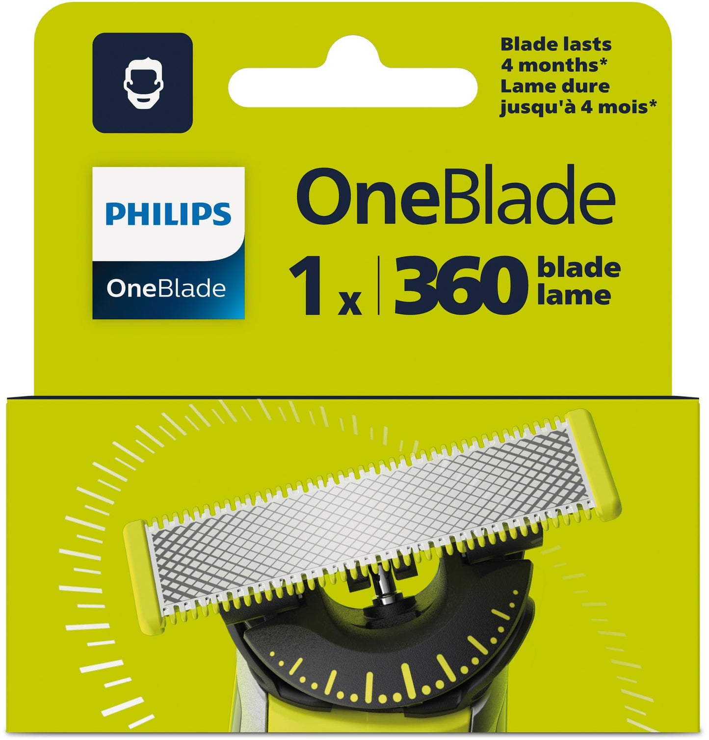 Philips OneBlade 360 Replacement Blade, for OneBlade Electric Shaver and Trimmer, Durable Stainless Steel, Trim, Edge and Shave, Model QP410/50