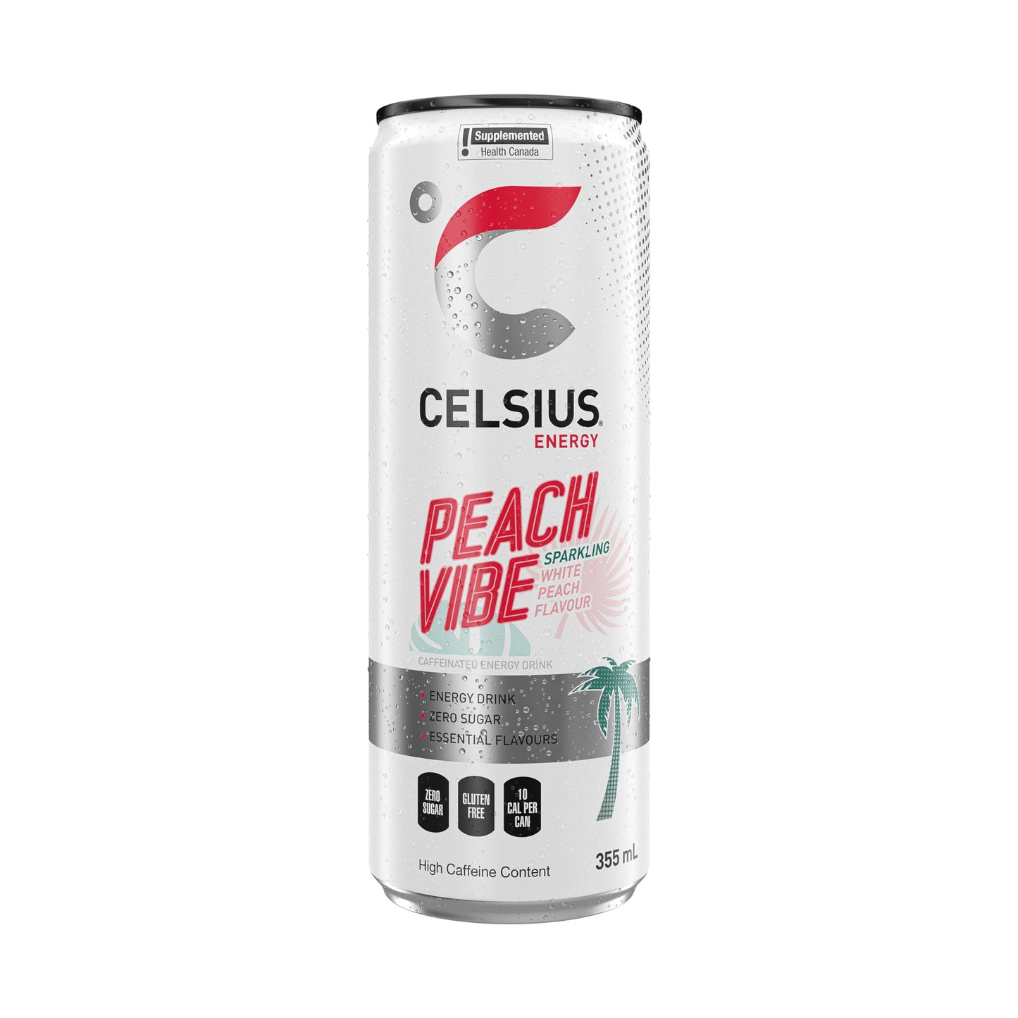 CELSIUS Sparkling Peach Vibe, Zero Sugar Energy Drink, 355ml (Pack of 12)