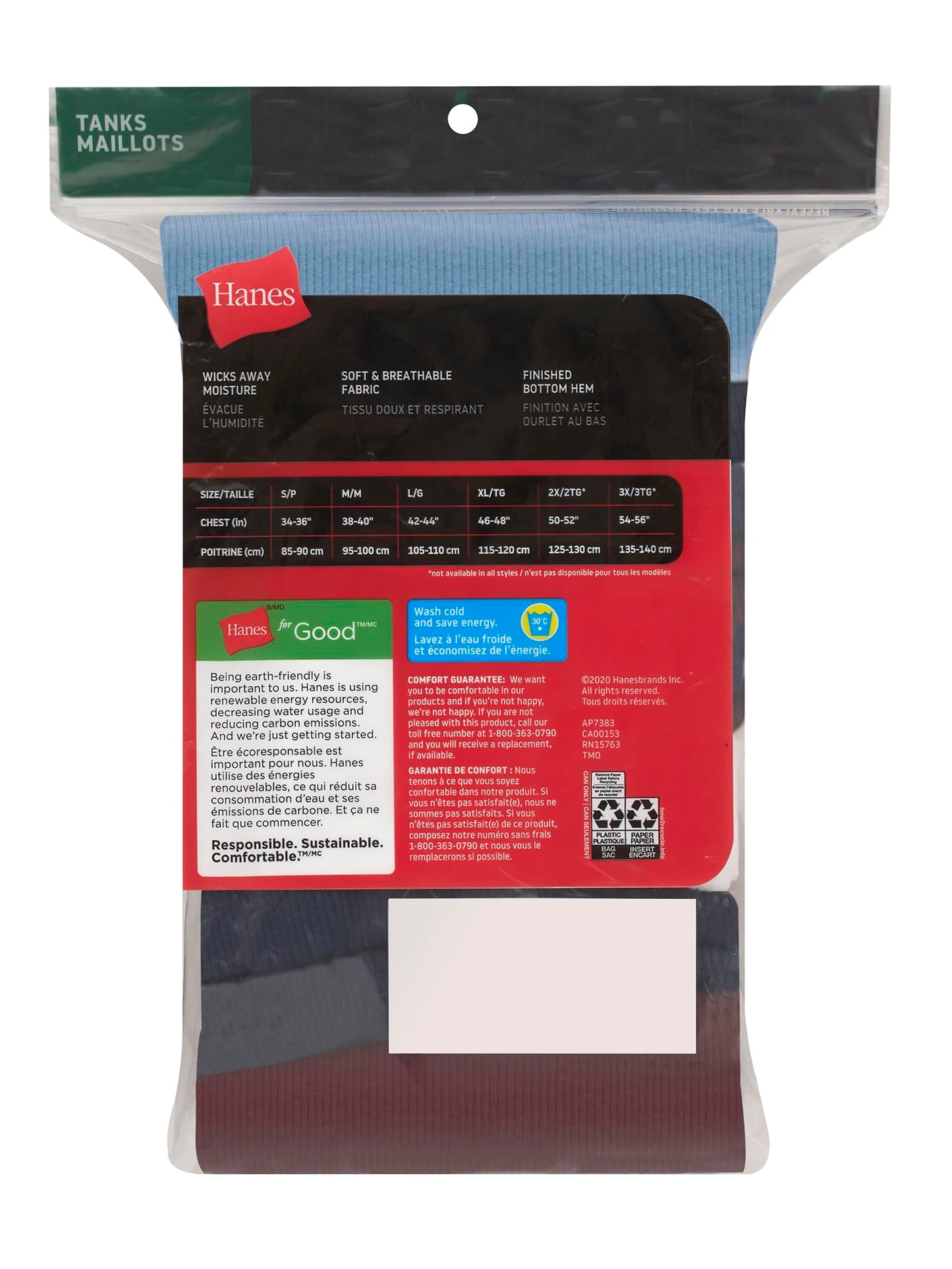 Hanes Men’s Ribbed Tank, Cotton Undershirt Tank, 6-Pack, Assorted, Size Small