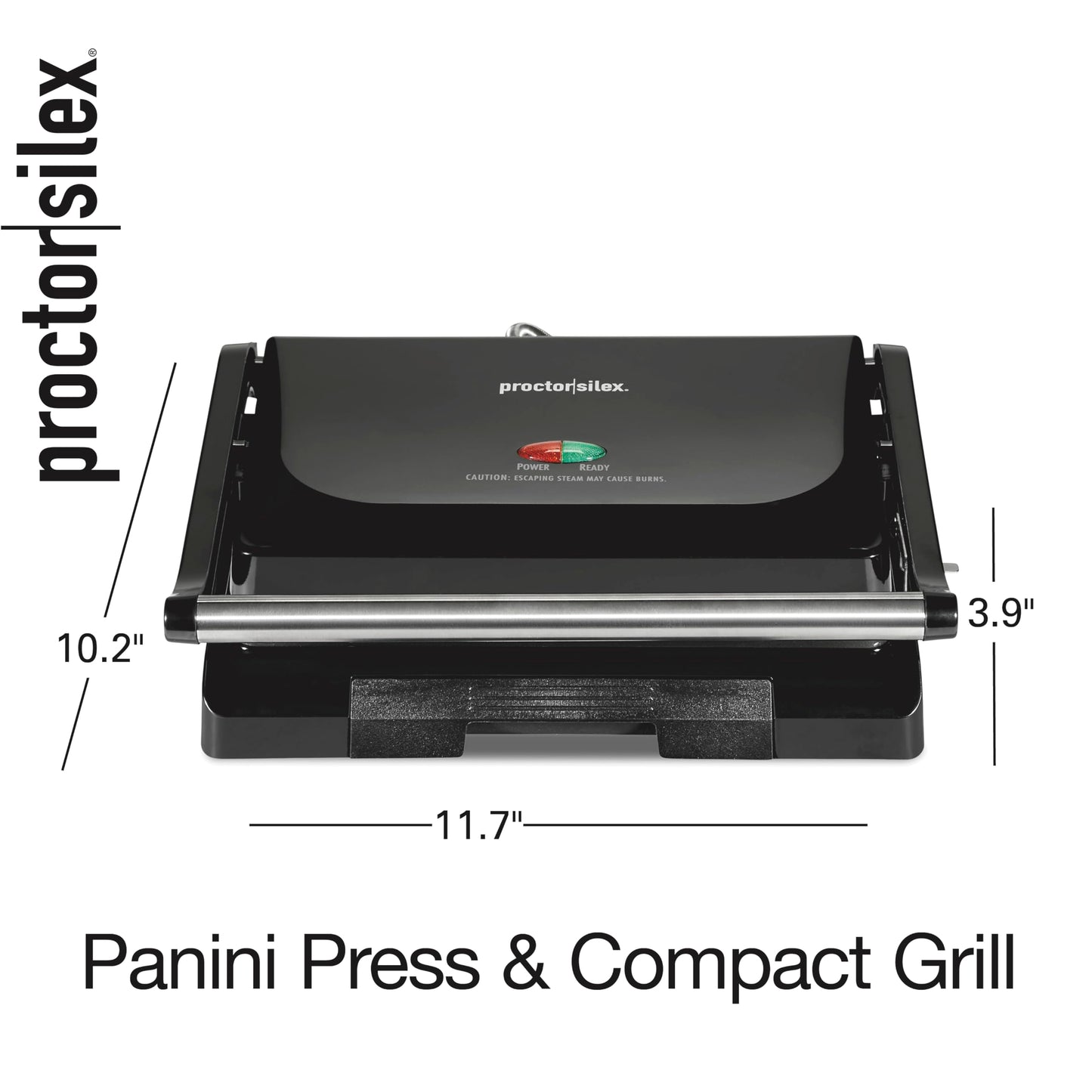 Proctor Silex 4 Serving Panini Press, Sandwich Maker and Compact Indoor Grill, Upright Storage, Easy Clean Nonstick Grids, Black (25440PS) - Available at All In One Marketplace Canada