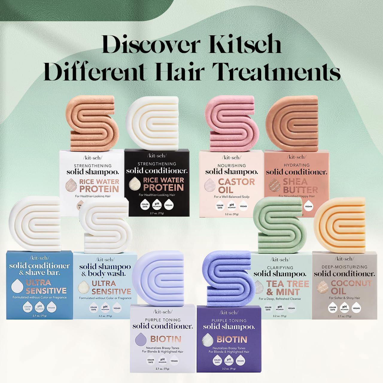 Kitsch Rosemary & Biotin Shampoo and Conditioner Set for Hair Growth - Strengthening, Thickening & Volumizing Shampoo and Conditioner Bar - Paraben, Sulfate & Silicone Free - 2 pack - Available at All In One Marketplace Canada