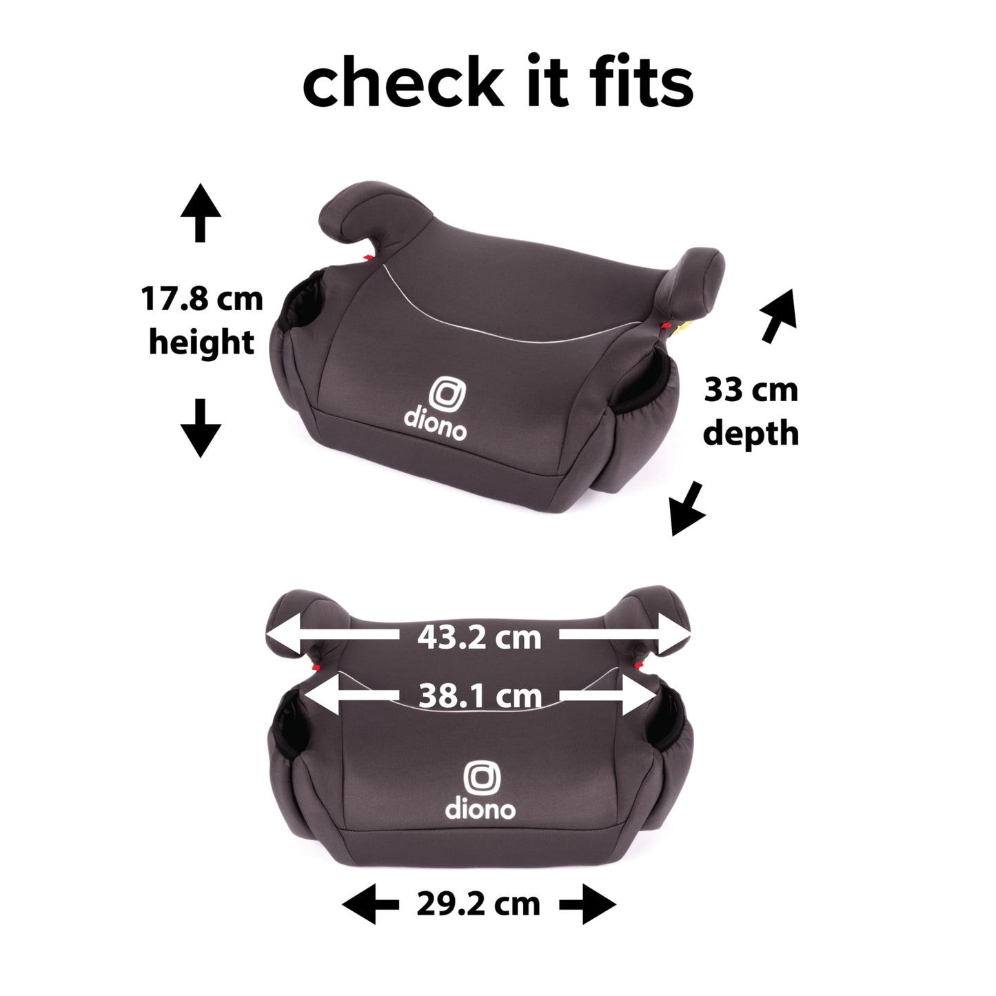 Diono Solana 2022, No Latch, Pack of 2 Backless Booster Car Seats, Lightweight, Machine Washable Covers, Cup Holders, Black Charcoal
