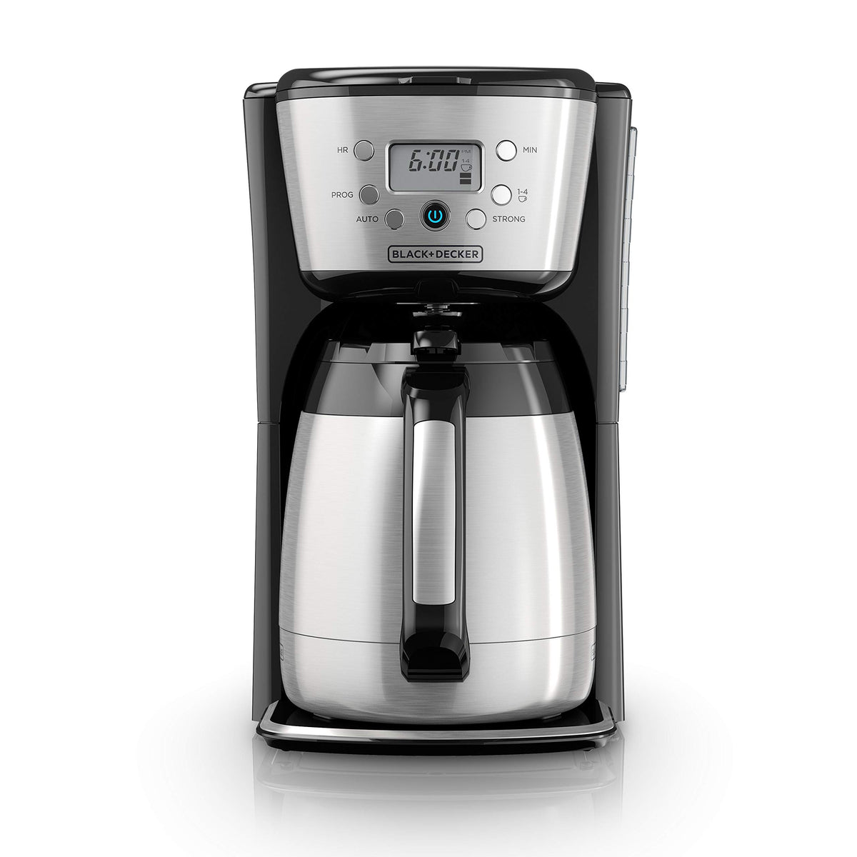BLACK+DECKER Thermal Coffee Maker, 12 Cup, Programmable, Digital Controls, Black and Silver, CM2036SC