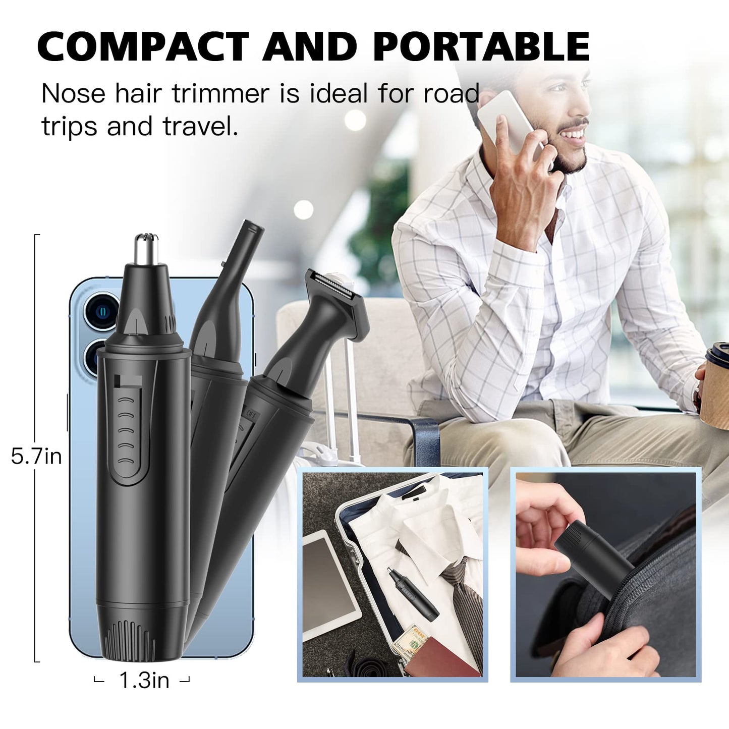 Nose Hair Trimmers for Men and Women-Rechargeable Ear Hair Trimmer-7IN1 Professional Painless Nose Clipper Eyebrow & Facial Hair Trimmer-IPX7 Waterproof Dual Edge Blades for Easy Cleansing-Black - Available at All In One Marketplace Canada