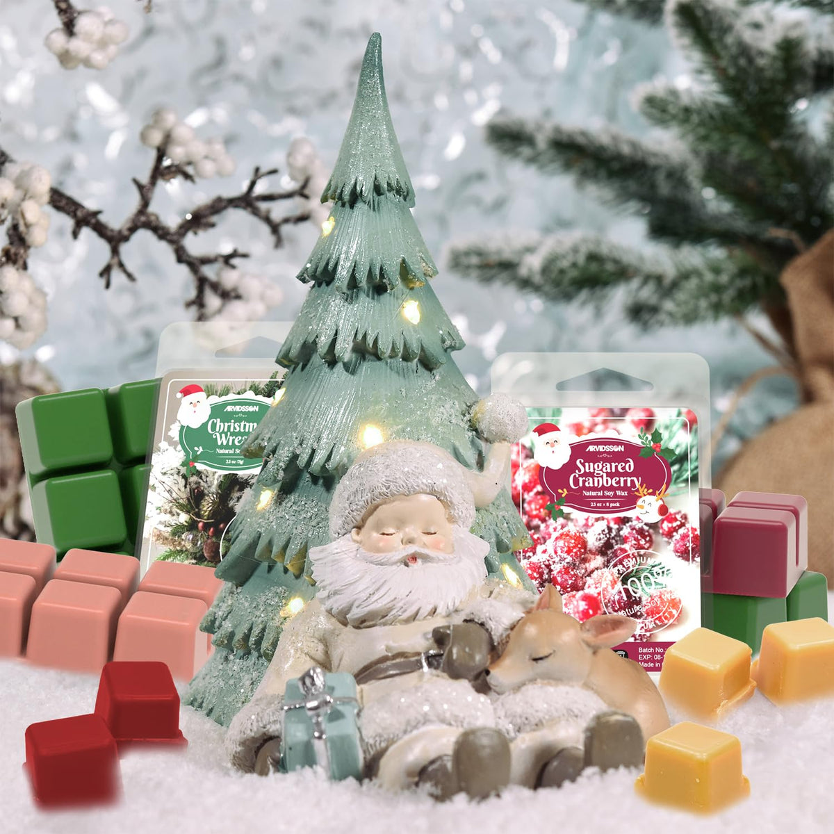 ARVIDSSON Winter Scented Wax Melts, Holiday Soy Wax Cubes for Wax Warmer, Strong Scent Wax Candle Melts, Wax Tarts Gift Set, Christmas Wreath, Gingerbread, Candy Cane, Cranberry, Apple Cinnamon 🍁 All In One Marketplace Canada