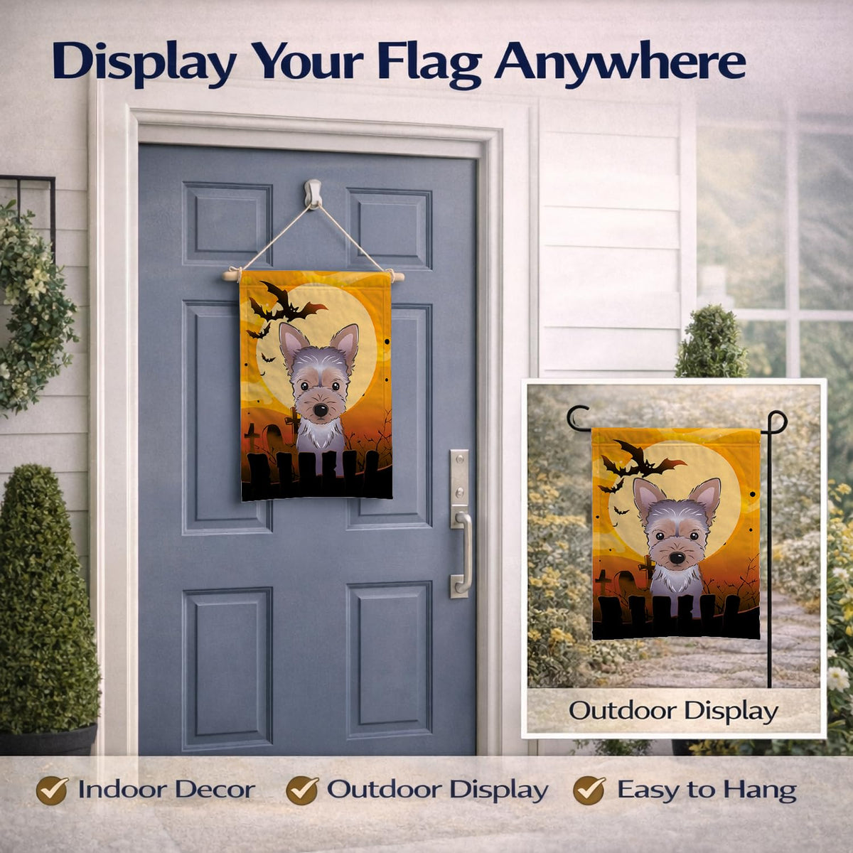 Caroline's Treasures BB1790GF Halloween Yorkie Puppy Garden Size Flag, Small, Multicolor