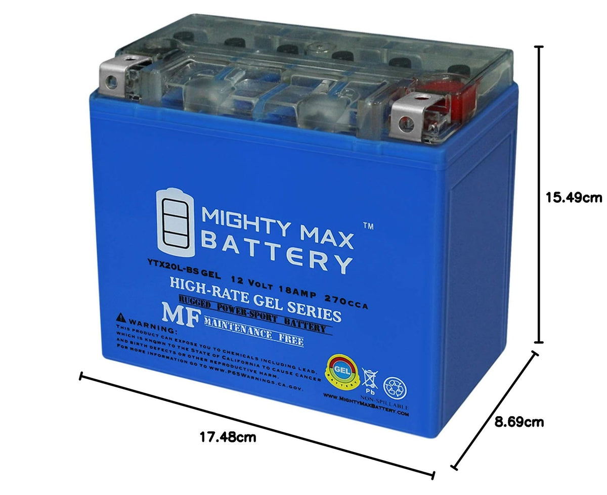 Mighty Max Battery YTX20L-BS Gel 12V 18AH Power Sport Battery Brand Product