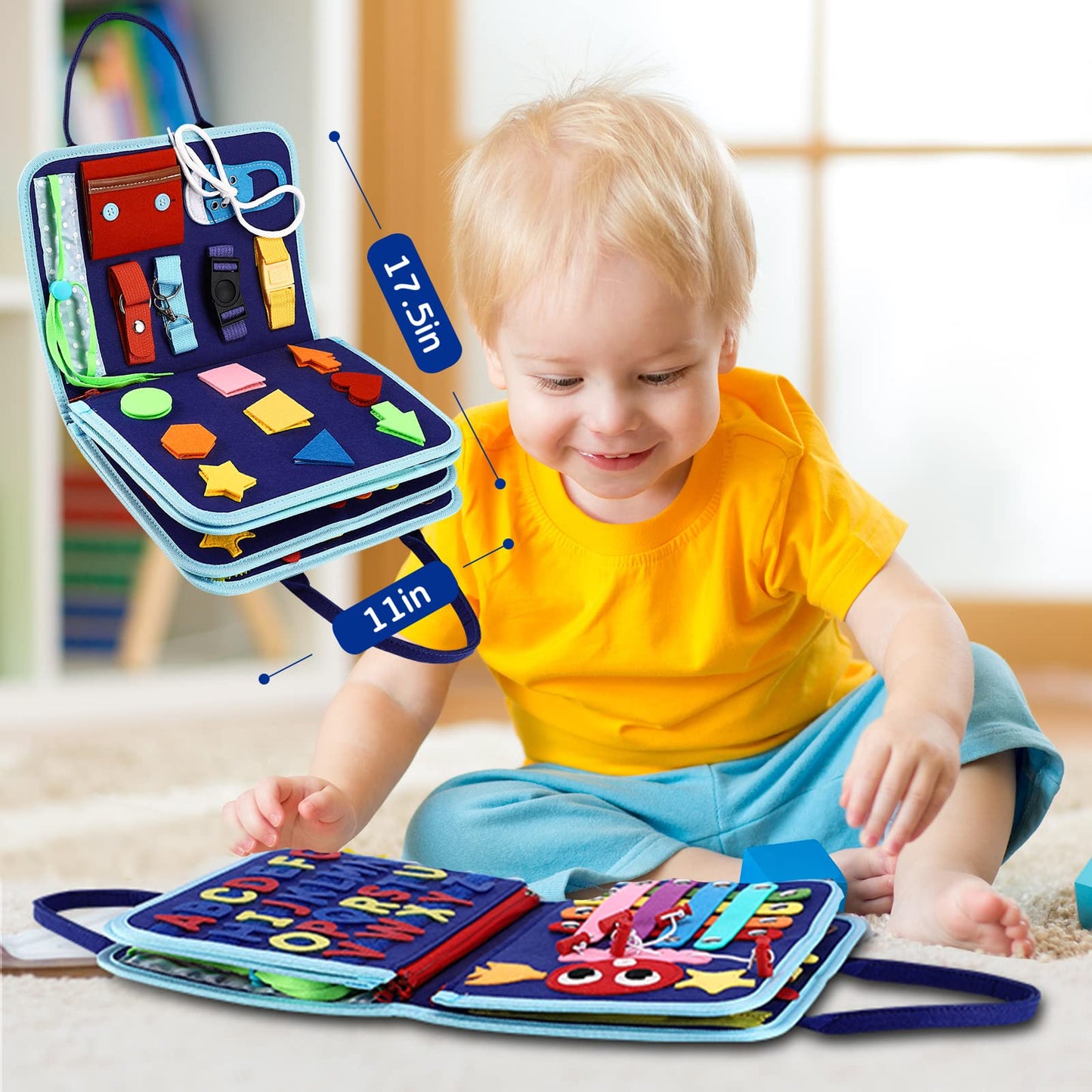 Esjay Busy Board for Toddlers, Montessori Toys for Boys, Sensory Book Toy Educational Activities for Fine Motor Skills Learning, Birthday Gifts for Boys Toddler, Toys for Travel Airplane Car