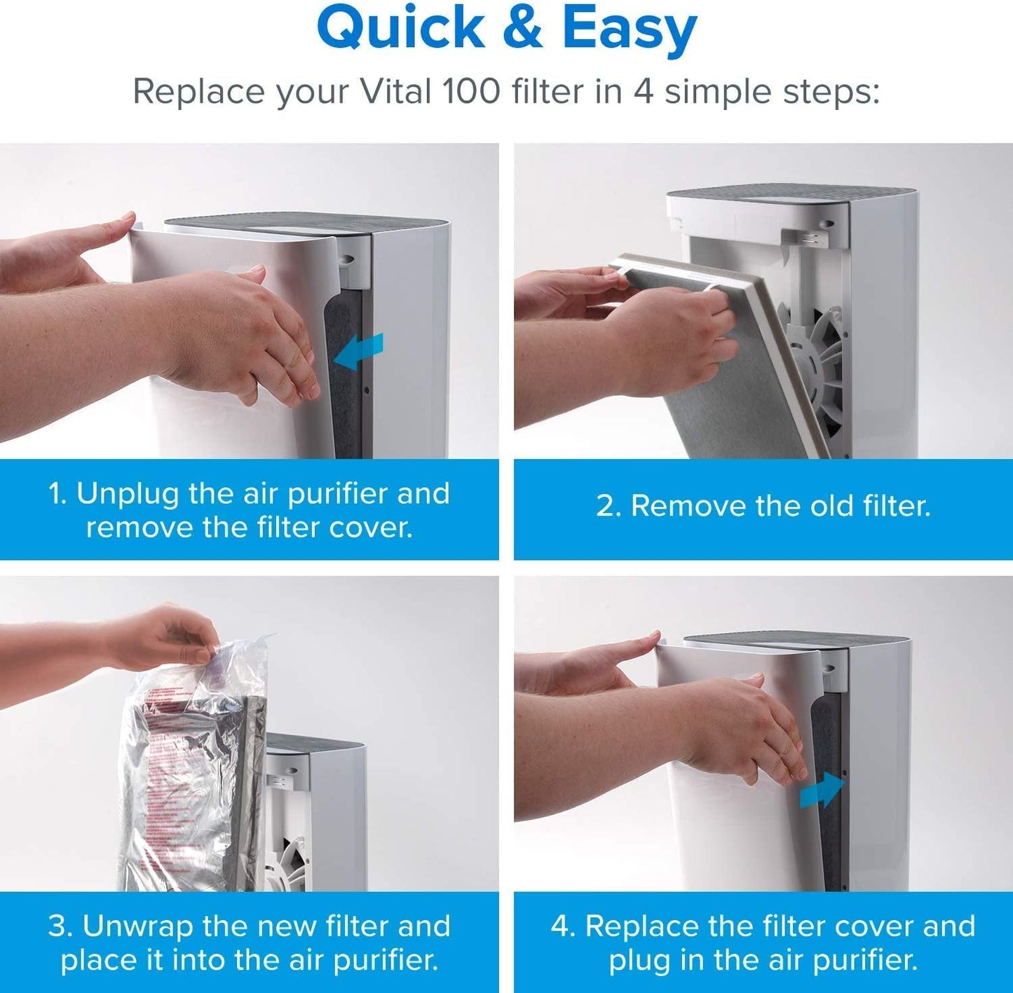 Filtre de remplacement d'origine pour purificateur d'air Levoit Vital 100