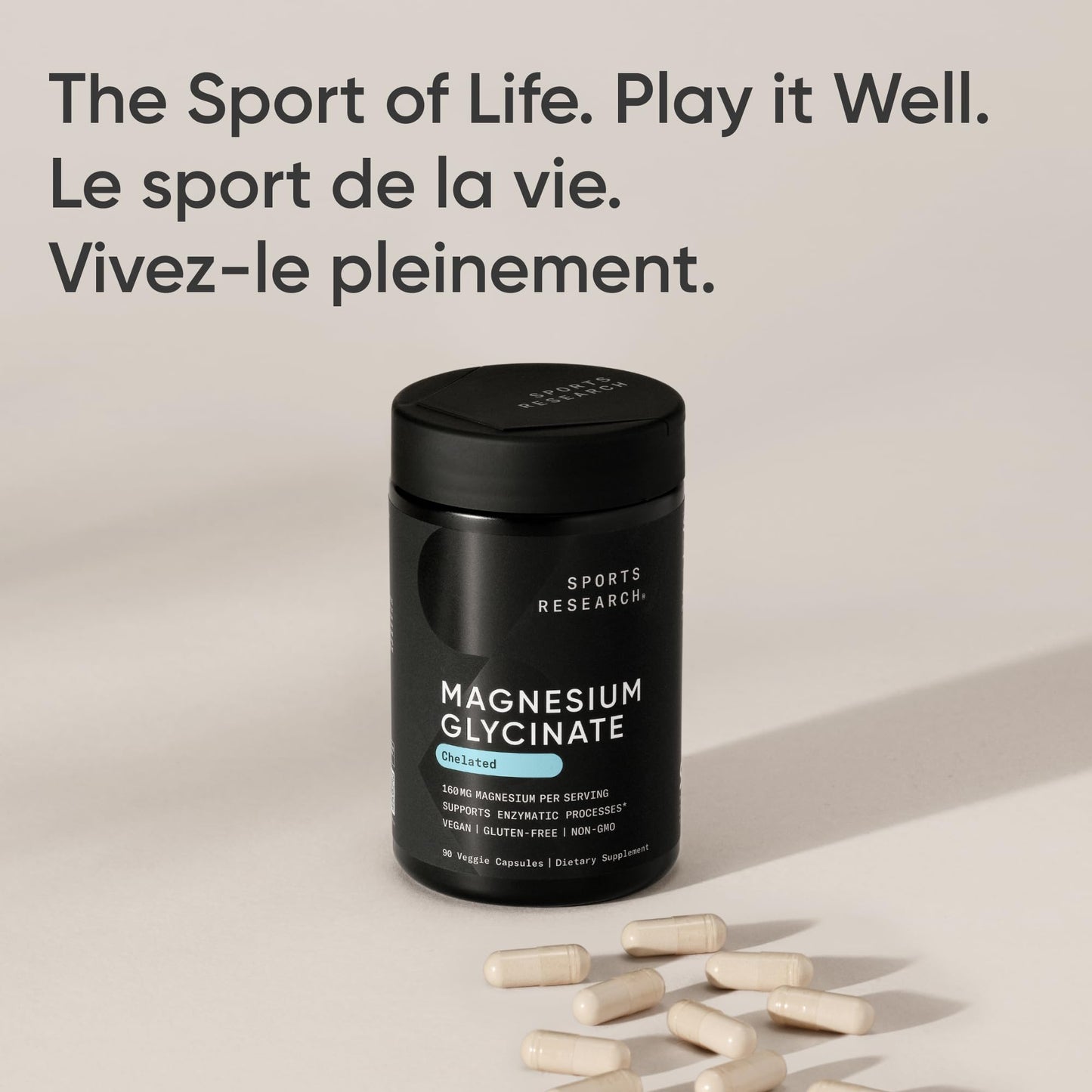 Sports Research® Magnesium Glycinate 160mg - Chelated Magnesium to Support Restful Sleep & Enzymatic Processes - Liquid Softgels - 60 Count - Non-GMO, Gluten-Free Supplement for Daily Use - Available at All In One Marketplace Canada