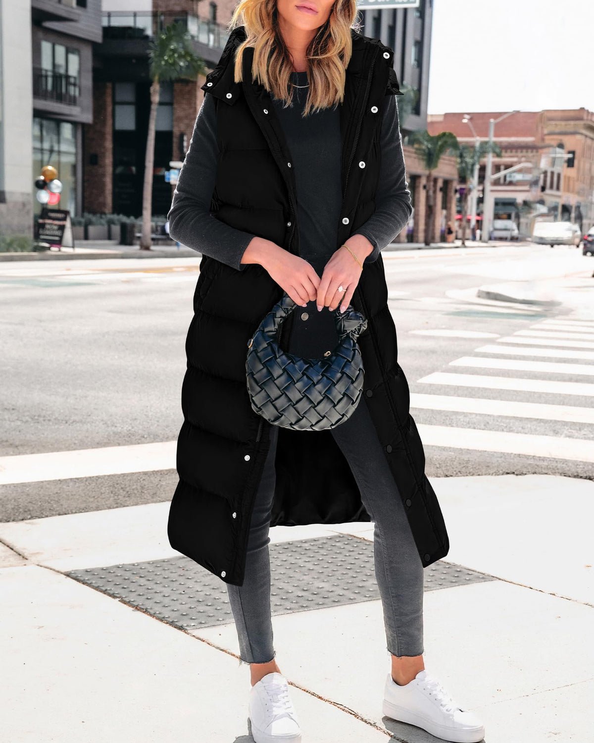 BTFBM Long Puffer Vest Women Quilted Hooded Sleeveless Fall Jackets 🍁 All In One Marketplace Canada