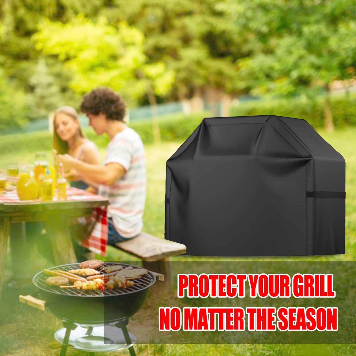 Grill Cover, 52 inch BBQ Gas Grill Cover Waterproof Weather Resistant, UV and Fade Resistant, UV Resistant Material for Weber Char-Broil Nexgrill Grills and More, Black