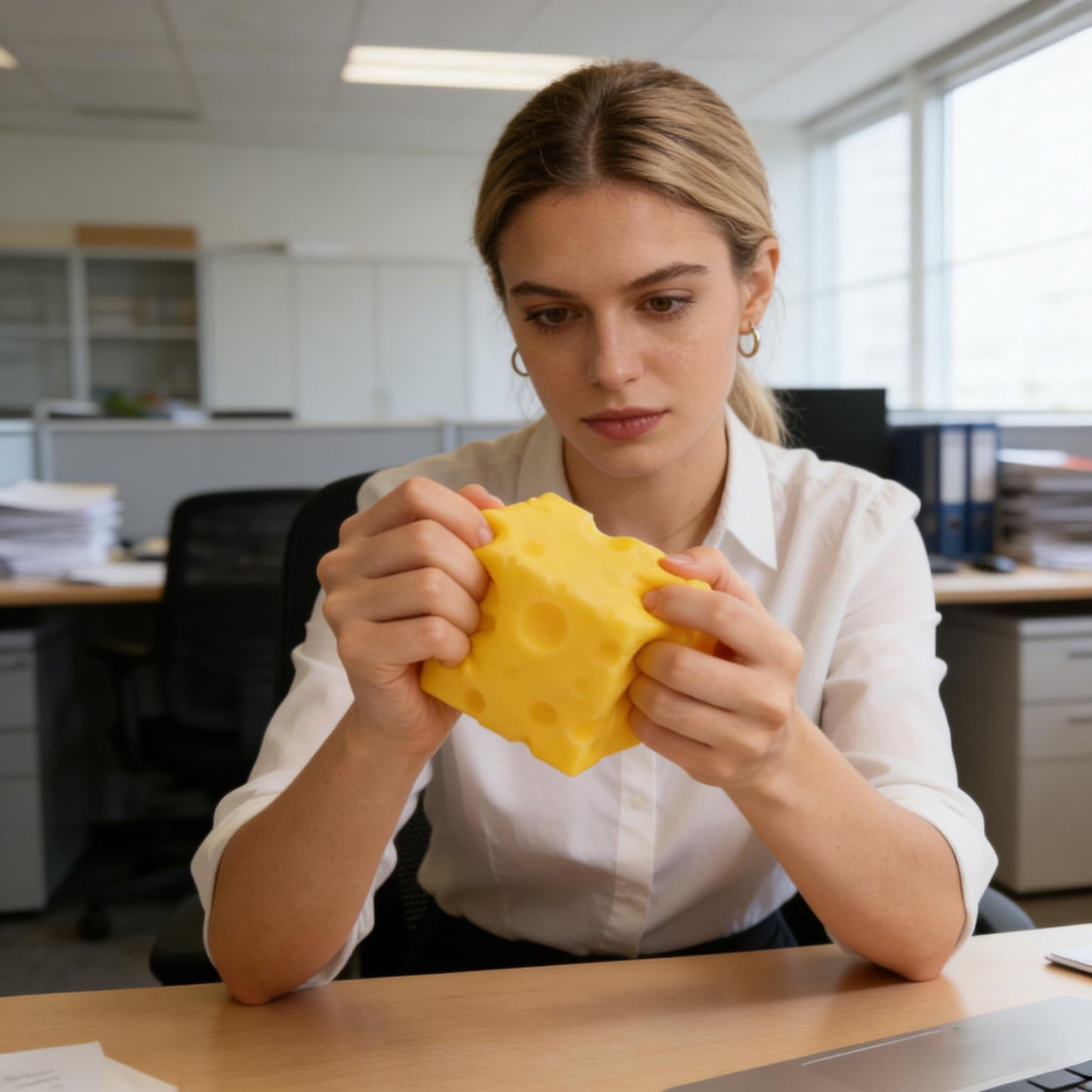 4 PCS Squishy Cheese Butter, 2 PCS Squishy Butter and 2 PCS Cheese, Stress Relief Cube Block, Yellow Unbreakable Figurine Simulation Cheeses Ball (2 Cheeses+2 Butter)