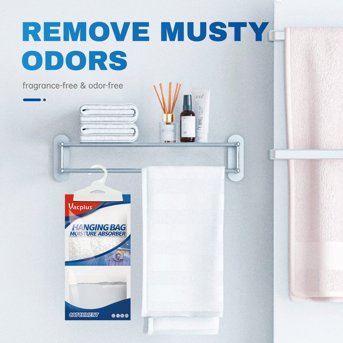 Vacplus Moisture Absorbers Packets, Fragrance Free 10 Pack, Humidity Packs, Dessicant Packets, Hanging Closet Dehumidifier Bags, Dehumidifier for Bathroom, Blue, 30.0 x 16.0 cm - Available at All In One Marketplace Canada