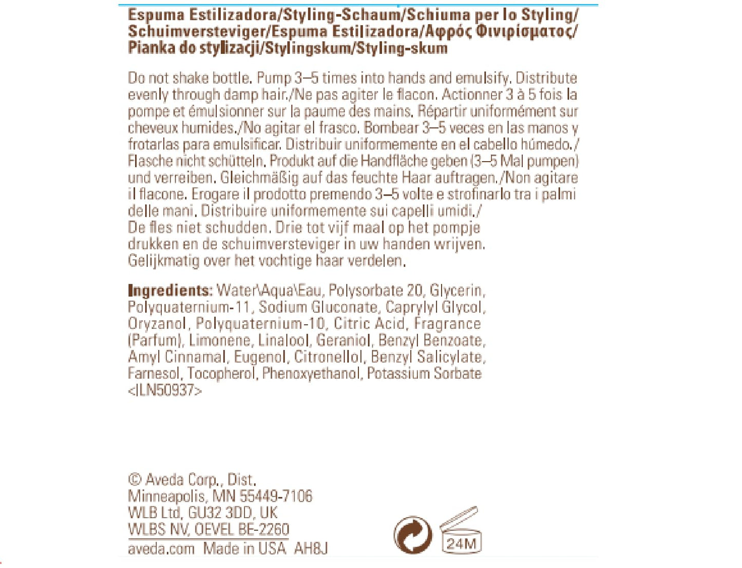 Aveda Phomollient Styling Foam | Weightless Mousse for Fine to Medium Hair, 200ml Aveda