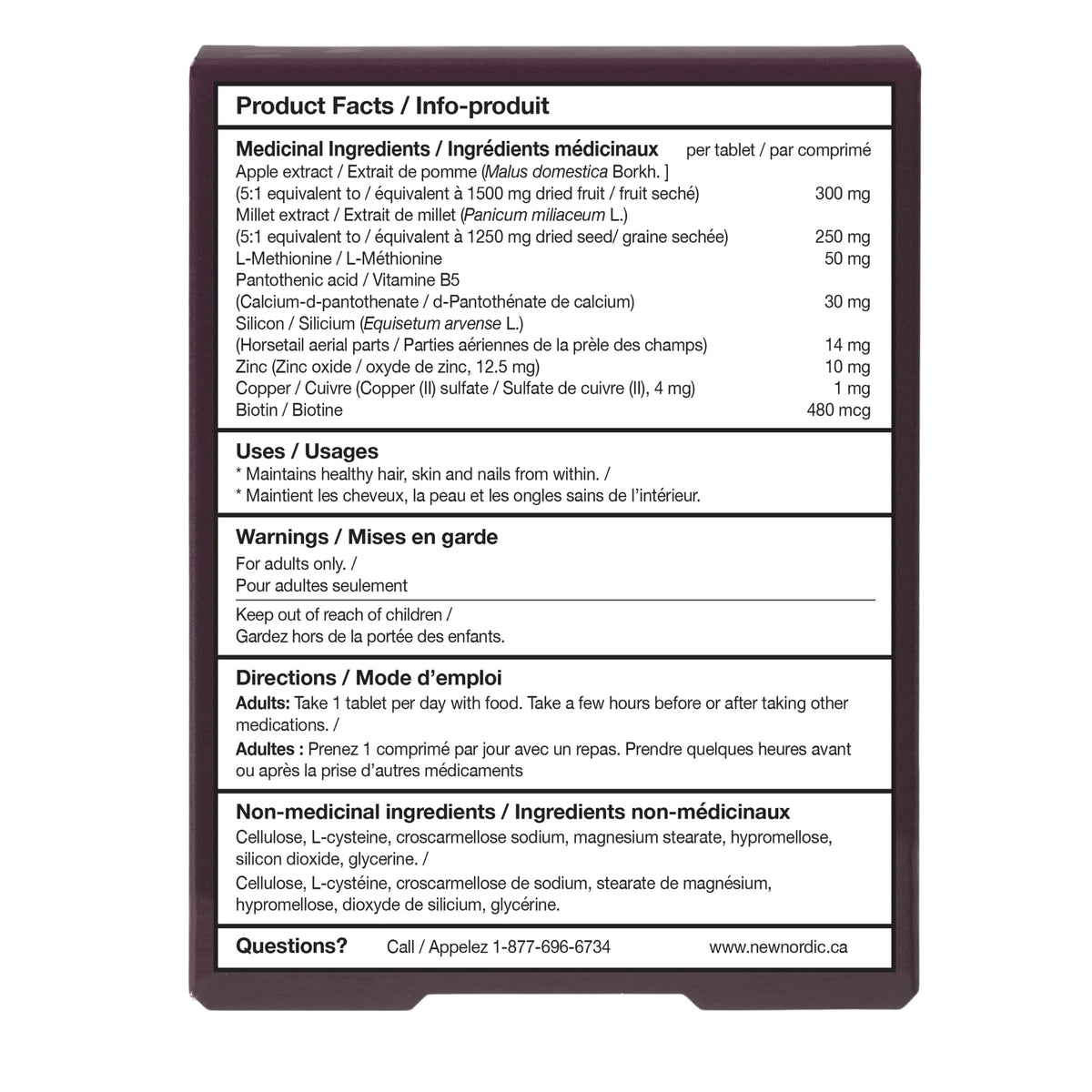 New Nordic Hair Volume Tablets, Plant-Based Formula, Biotin, 30 Day Supply