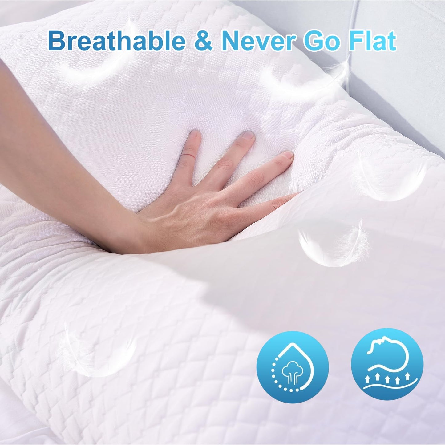 NTCOCO Cooling Bed Pillows Queen Size Pack of 2 for Sleeping Shredded Memory Foam Bed Pillows Adjustable Gel for Side Stomach Back Sleepers Washable Removable Cover Cover - Available at All In One Marketplace Canada