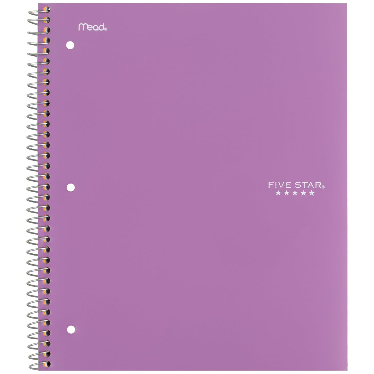 Five Star Spiral Notebook + Study App, 5 Subject, College Ruled Paper, 8-1/2" x 11", 200 Sheets, Fights Ink Bleed, Water Resistant Cover, Amethyst Purple (38748)