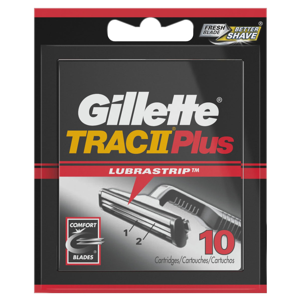 Gillette TRAC II Plus Razor Blade Refills, 10 Count, Black
