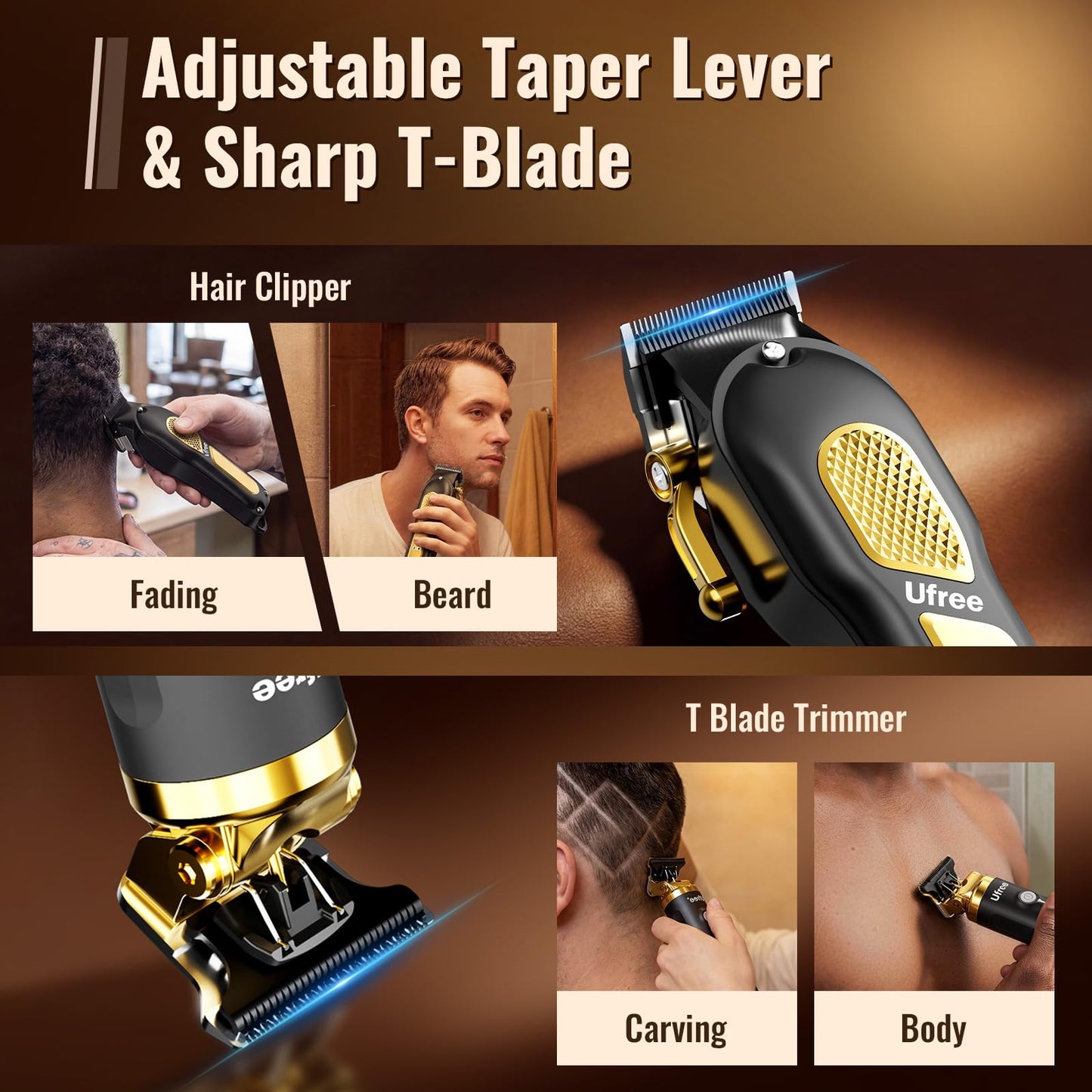 Ufree Hair Clippers for Men, Clippers and Trimmers Set, Cordless Barber Clippers, Grooming Kit, Gifts for Men - Available at All In One Marketplace Canada