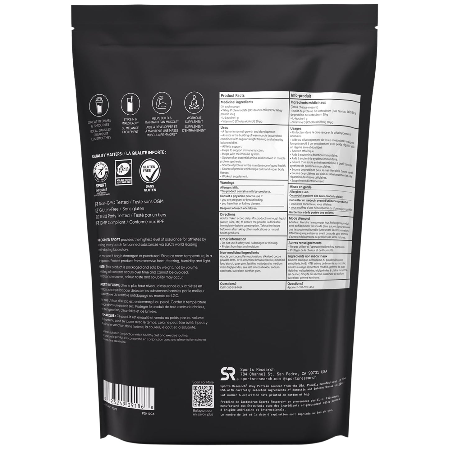 Sports Research Whey Protein Isolate - Dutch Chocolate Flavor, 25g Protein Per Serving, 1.03kg (25 Servings)