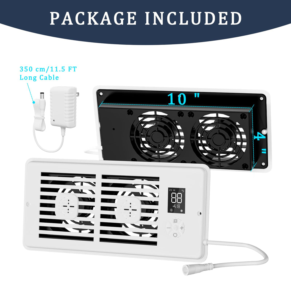 SoulBay 4"x10" Register Booster Fan for Air Vent with Remote & Thermostat 🍁 All In One Marketplace Canada