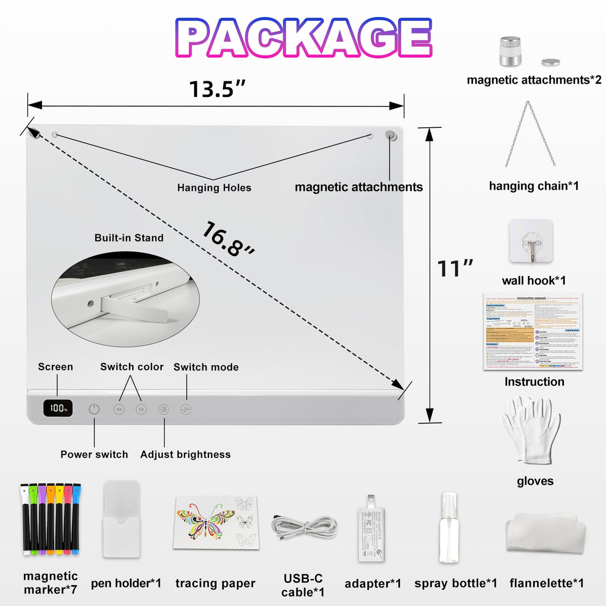 Cosmody Rechargeable LED Drawing Board,Gift for Boys Girls Ages 3+ (White) 🍁 All In One Marketplace Canada