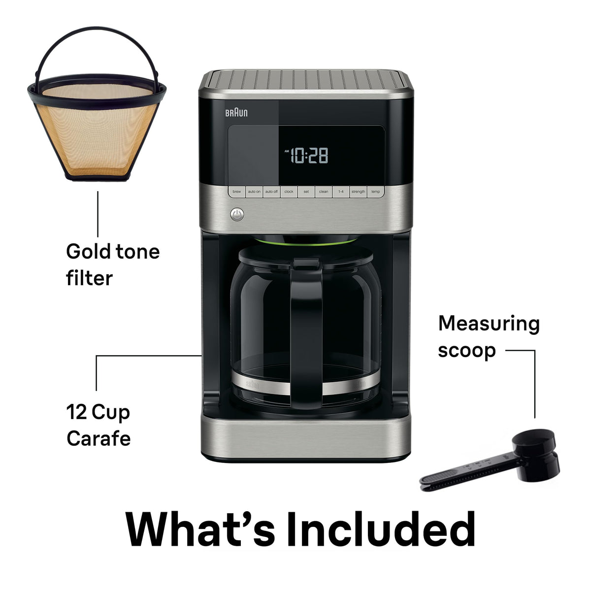 Braun BrewSense 12-Cup Drip Coffee Maker, Auto Shut-Off, Stainless Steel