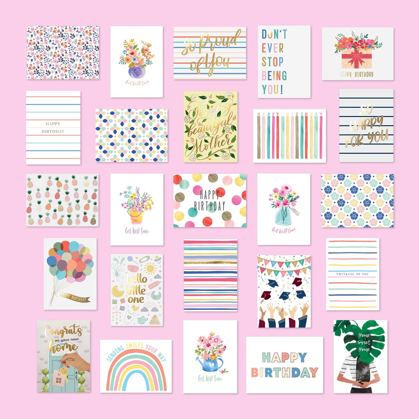 Sweetzer & Orange 100 All Occasion Cards & Envelopes Set - Greeting Notecards Assortment Box - Birthday Cards Bulk for Office, Thank You, Holiday, Blank Notecards & more – Organizer Box Included - Available at All In One Marketplace Canada