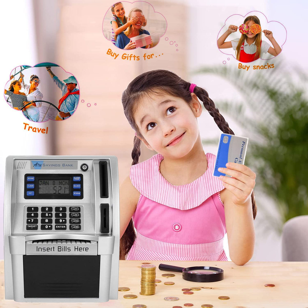 Canadian Dollars ATM Piggy Bank for Kids with Card and Coins Identification 🍁 All In One Marketplace Canada