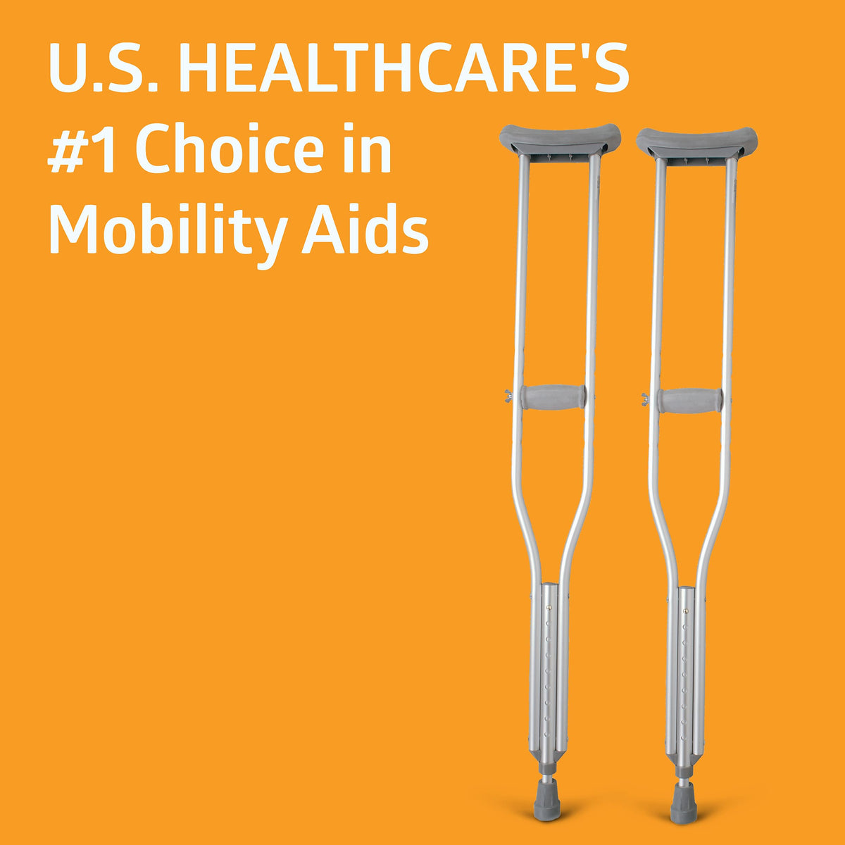 Medline Aluminum Crutches for Adults 5'2"-5'10", Adjustable, 300lb