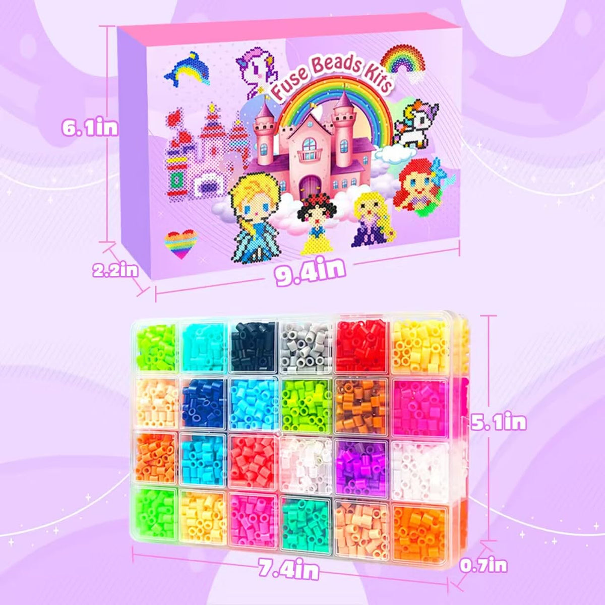 Fuse Beads Kit - 48 Colors 5mm Fuse Beads Set with Pegboards, Ironing Papers and Accessories, Fuse Beads 2 Boxes, DIY Craft Kits for Kids, Arts and Crafts Gifts for Girls & Boys Christmas Birthday 🍁 All In One Marketplace Canada