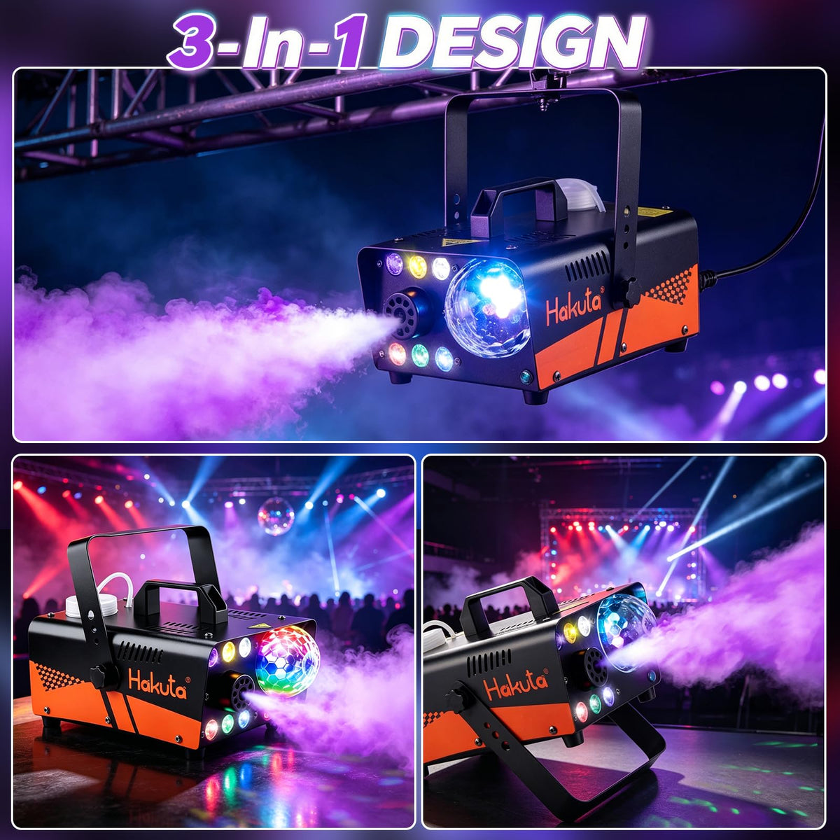 HAKUTA 800W Fog Machine with Disco Ball & RGB LED Lights, 3000 CFM 🍁 All In One Marketplace Canada