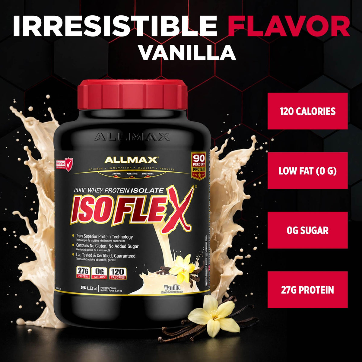 ALLMAX ISOFLEX Whey Protein Isolate, Vanilla, 5 lb