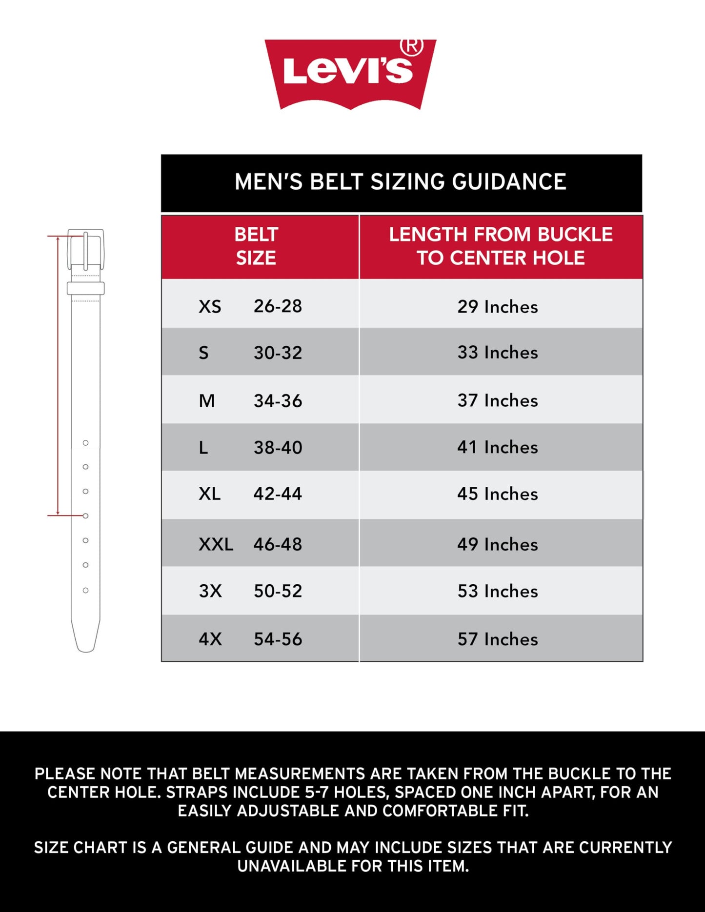 Levi's Casual Belt-Dress for Men Jeans with Thick Strap and Buckle, Matte black, Extra-Large (42-44) Levi's