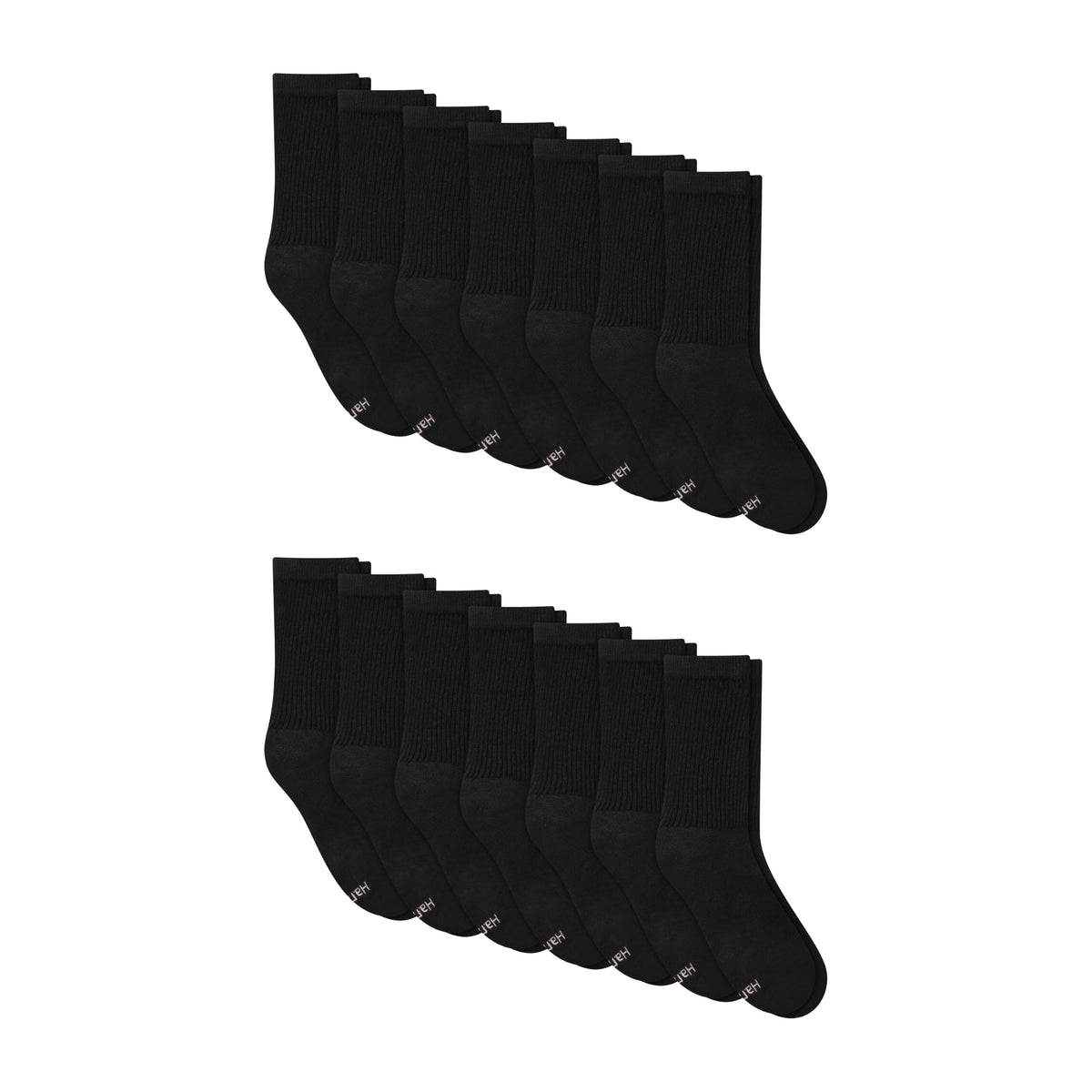 Hanes Women's Value, Crew Soft Moisture-Wicking Socks, Available in 10 and 14-Packs, Black-14, 5-9, Black - 14 Pack, 5-9