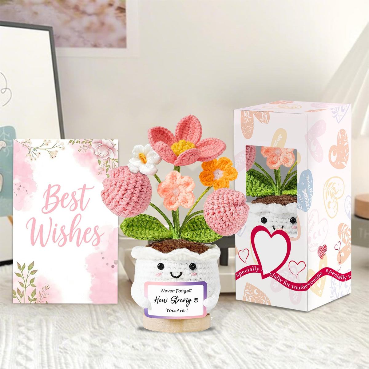 Inspirational Gifts for Women Friends Emotional Support Positive Crochet Flower Get Well Gift for Her Valentines Christmas Birthday Small Gifts for Women Colleague,Girlfriend Cute Room Home Decor 🍁 All In One Marketplace Canada