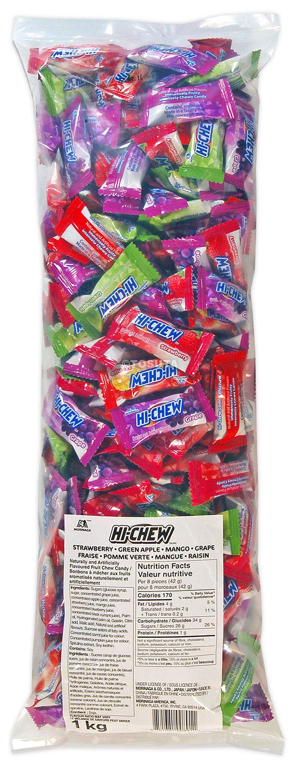 Morinaga Hi-Chew Assorted Fruit Chews - 1kg Bulk Pack (Strawberry, Green Apple, Mango, Grape)