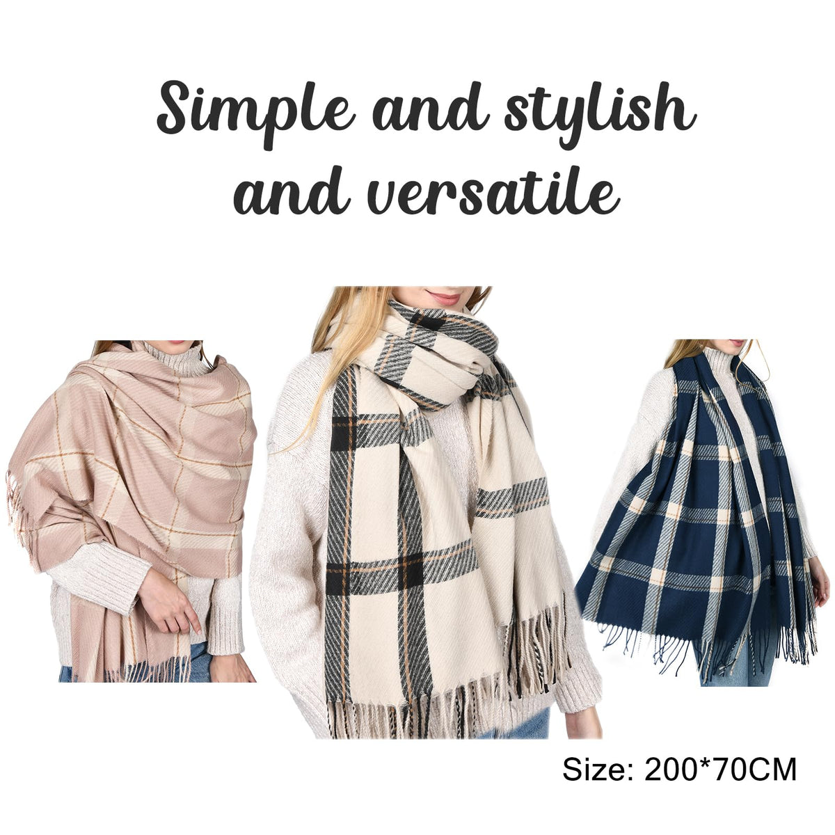 FURTALK Winter Scarf for Women Oversized Plaid Tassel Shawl Wrap 🍁 All In One Marketplace Canada