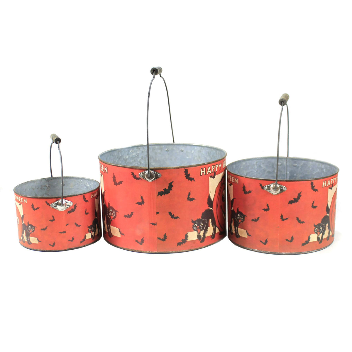Ensemble de 3 seaux décoratifs d'Halloween Happy par Primitives by Kathy