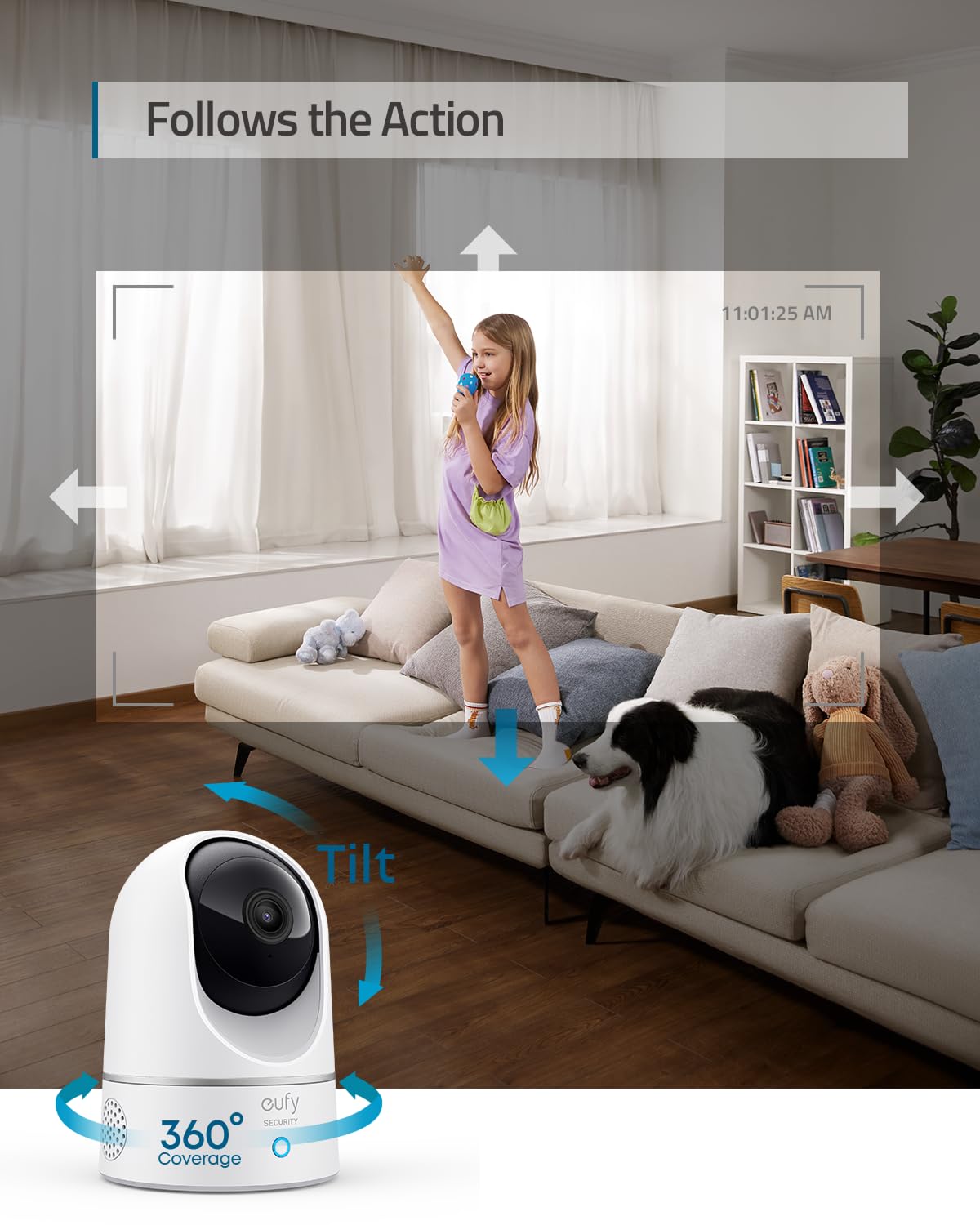 eufy Security Indoor Cam E220, 2K, Pan & Tilt, Indoor Security Camera, Wi-Fi Plug-in Camera, Human & Pet AI, Voice Assistant Compatibility, Night Vision, Motion Tracking, HomeBase not Compatible