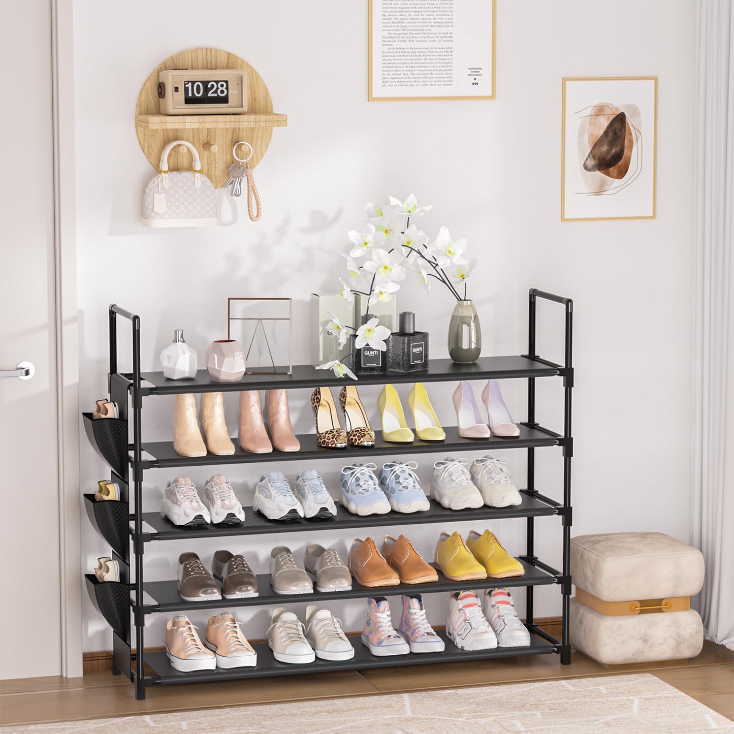 Shoe Rack 5 Tier Shoe Organizer Shoe Storage 20-25 Pairs for Closet Entryway Shoes Holder Space Saving Tall Shoes Shelf for Bedroom Garage Door - Available at All In One Marketplace Canada