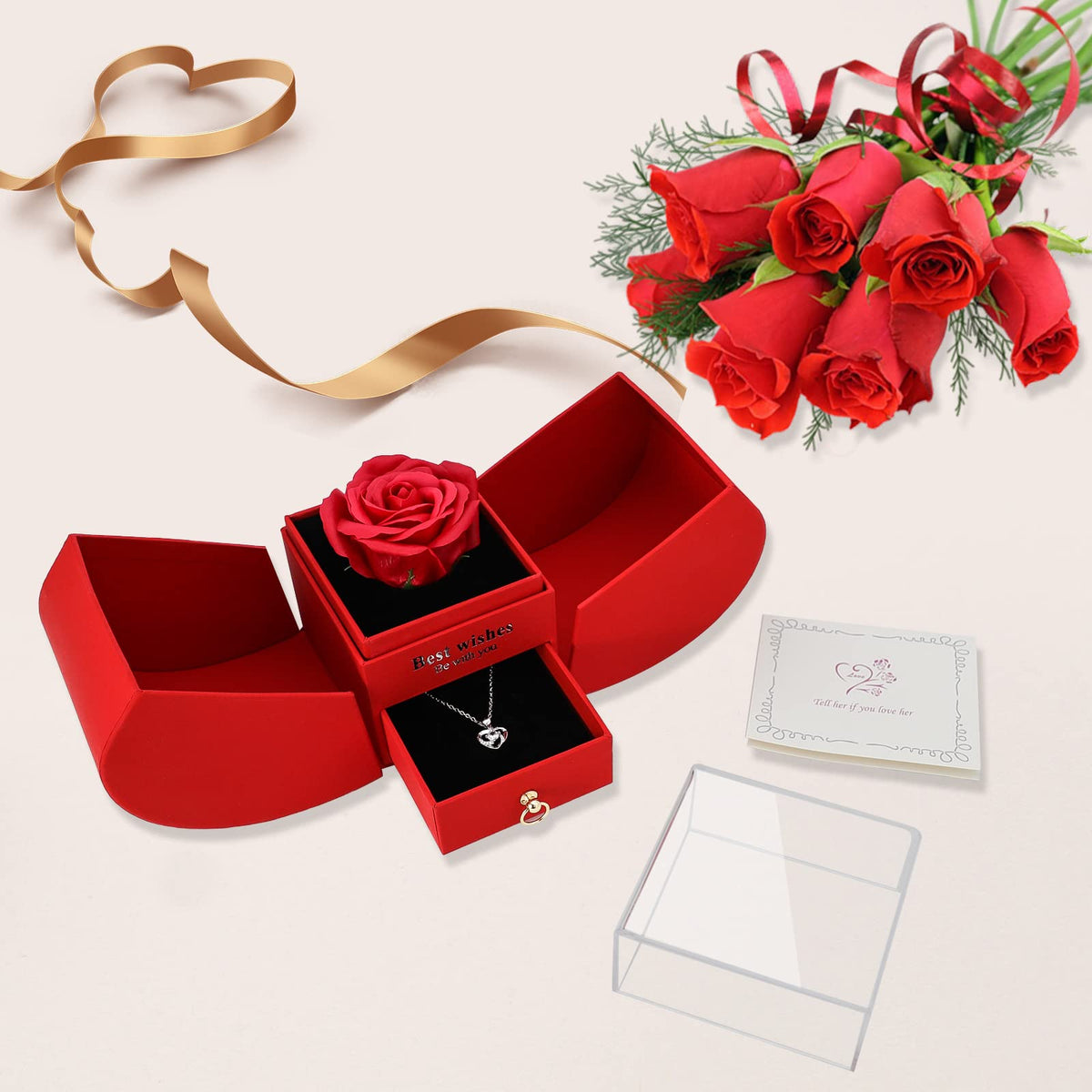 YJYJHOPE Valentines Day Birthday Gift for Women Girlfriend Wife Her, Preserved Rose with I Love You 925 Sterling Silver Necklace, Gifts Ideas for Christmas Anniversary Thanksgiving 🍁 All In One Marketplace Canada