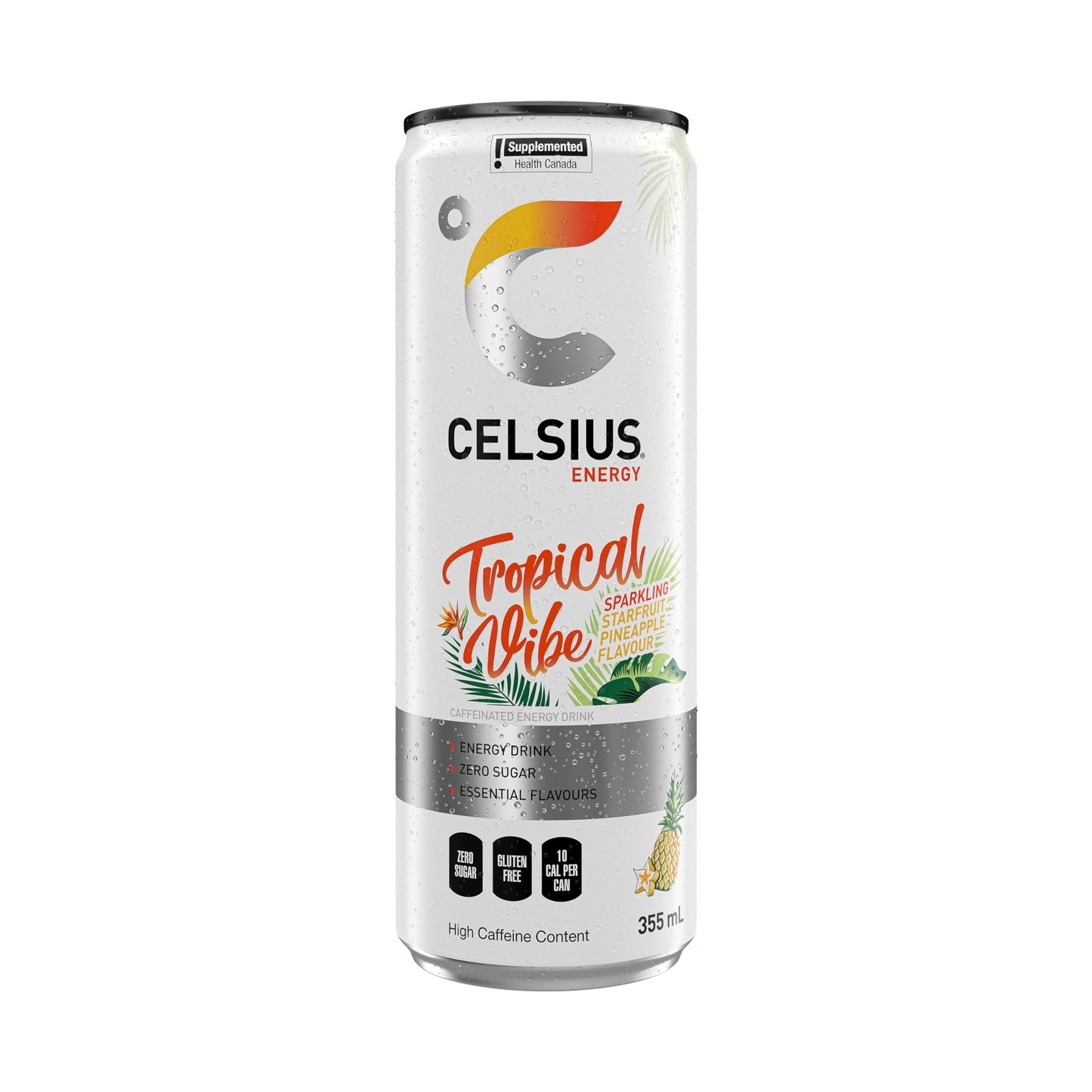 CELSIUS Sparkling Tropical Vibe, Zero Sugar Energy Drink, 355ml (Pack of 12)