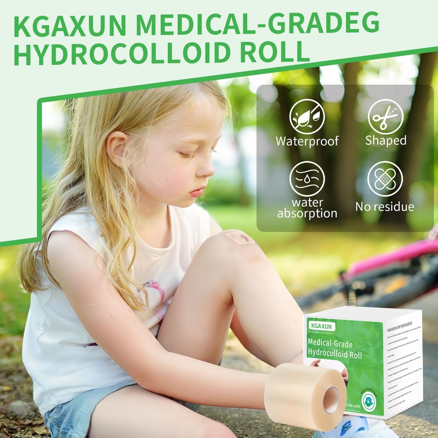 Hydrocolloid Bandages Roll for Wound Care, (2IN*5FT) Hydrocolloid Roll with Self-Adhesive, Cut-to-Size Patch Bandages, Ultra Absorbent, Waterproof, First Aid Kit Essential