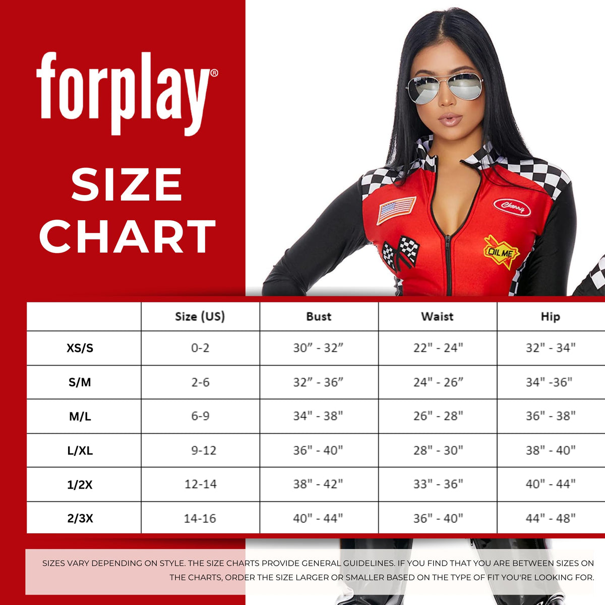 Déguisement pour femme Forplay « Wanna Race » sur le thème de la course automobile - Costume d'Halloween 4 pièces, rouge, moyen/grand