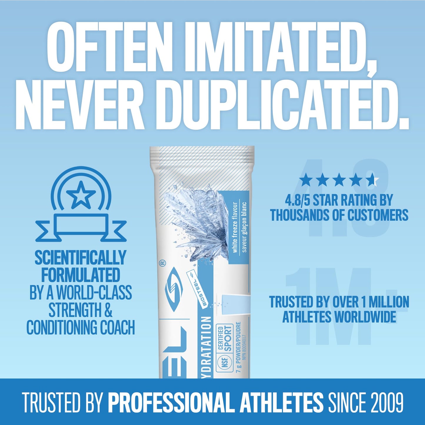 BioSteel Electrolyte Hydration Mix, White Freeze, 12 Sticks, Zero Sugar BioSteel Sports