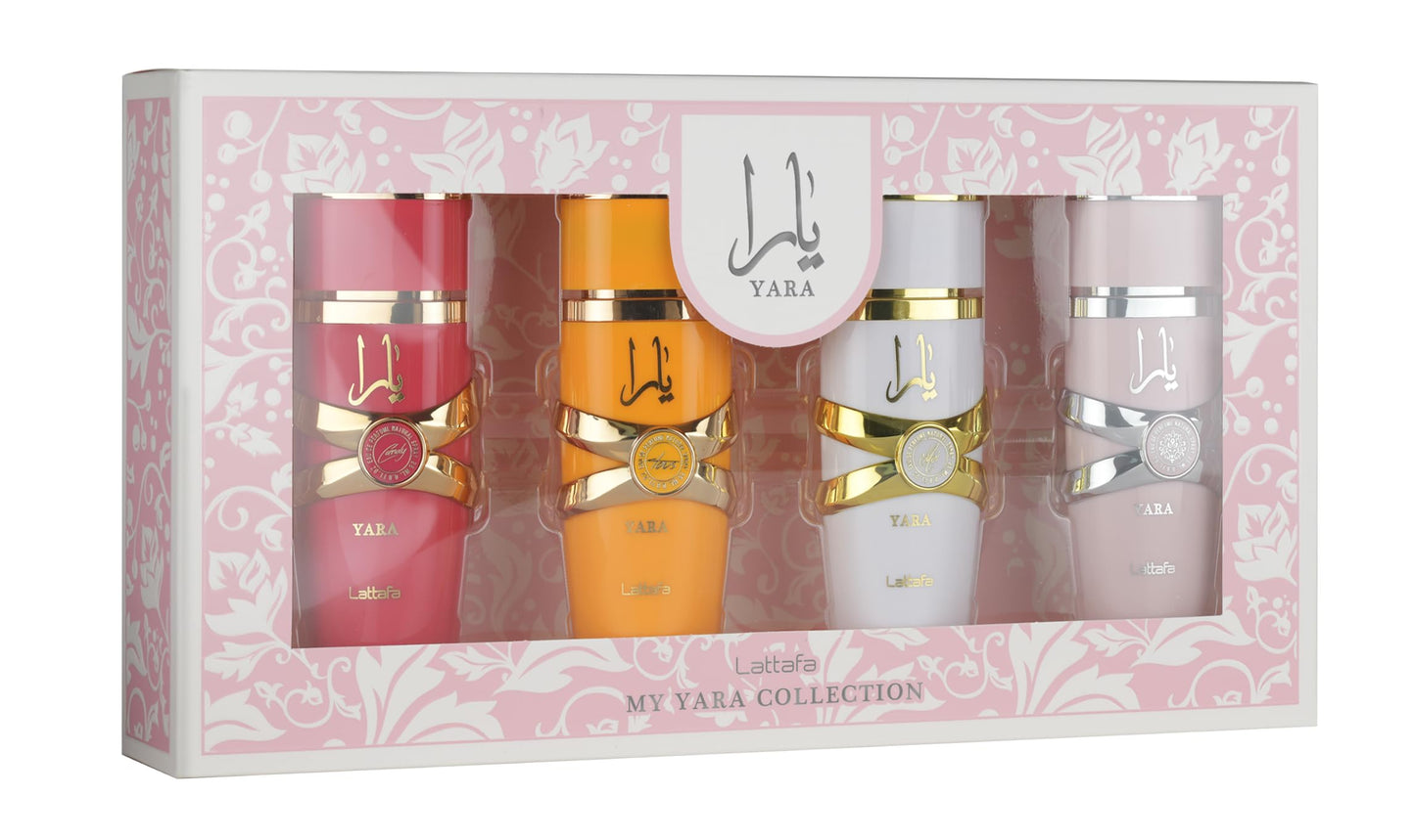Lattafa My Yara Collection – 4 × 25 ml Eau de Parfum Gift Set for Women (Yara + Yara Moi + Yara Tous + Yara Candy) Lattafa