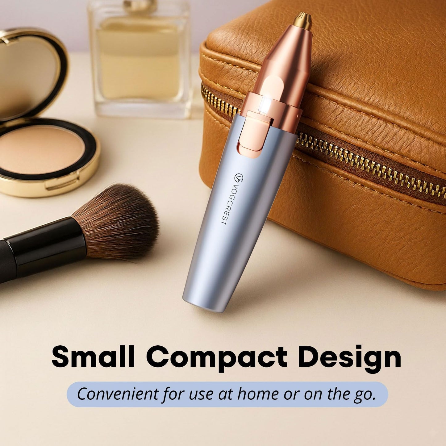 VG VOGCREST Eyebrow Facial Trimmer: 2 in1 Rechargeable Facial Hair Removal and Eyebrow Shaver - Face Lips Body Painless Facial Razor with Built-in LED Light (Sky Blue)