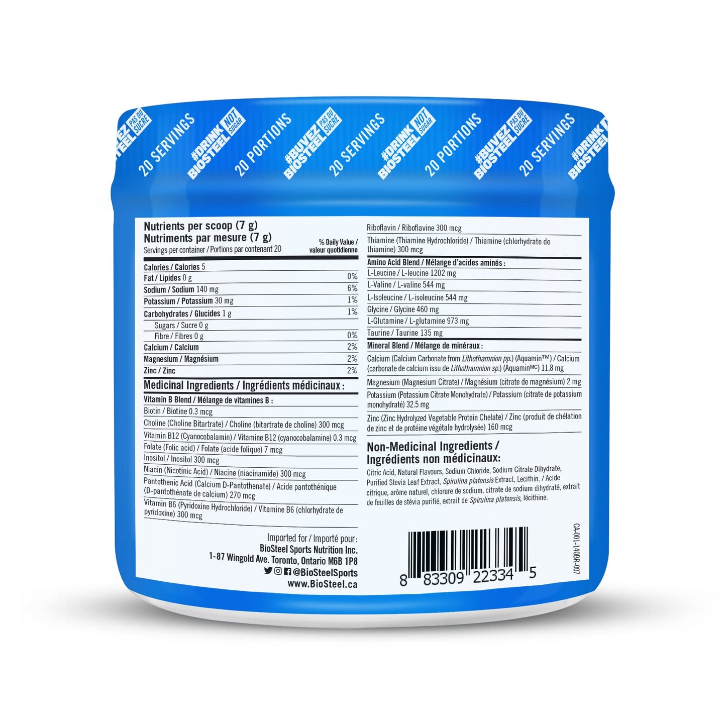 BioSteel Electrolyte Hydration Mix, Blue Raspberry, 20 Servings đ All In One Marketplace Canada
